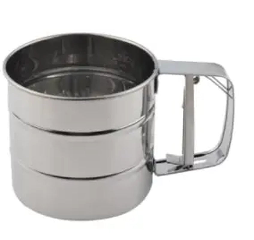 Stainless Steel Flour Sifter with Hand Press Design - Fine Mesh Baking Powder Sugar Shaker