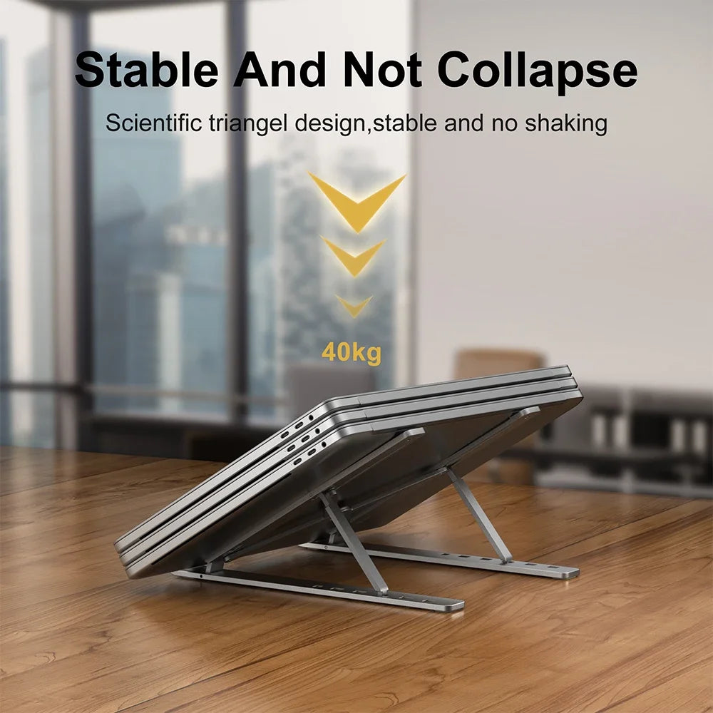 Portable Aluminum Laptop Stand - Foldable Notebook Support Bracket for MacBook Air and Pro Accessories