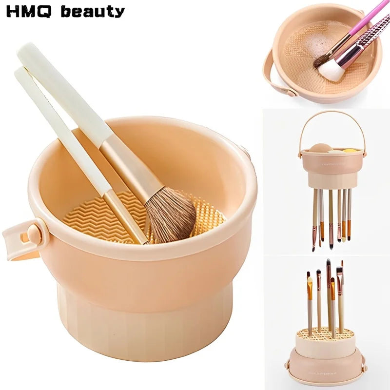 Ultimate 3-in-1 Silicone Makeup Brush Cleaner Mat with Foldable Washing Bowl & Drying Tools for Perfectly Clean Brushes and Sponges