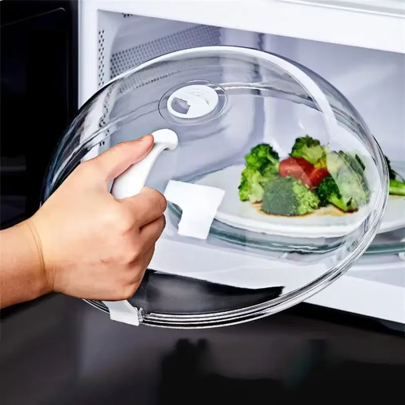 Transparent Microwave Food Splash Cover with Handle - Household Oven Heating Accessory