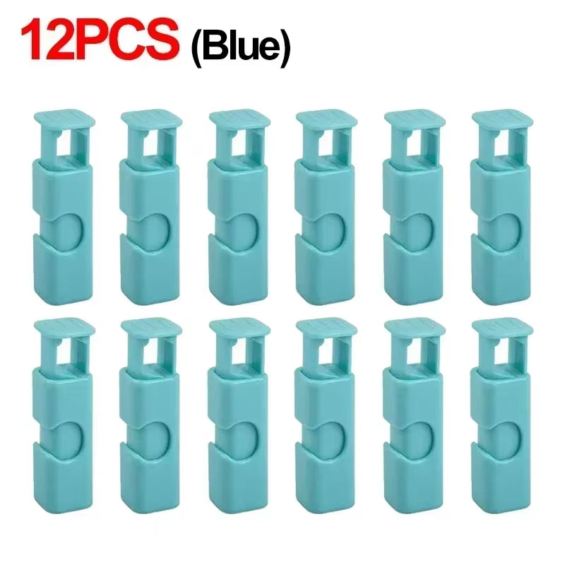 12-Pack Reusable Squeeze Bread Bag Clips - Fresh Food Seal Plastic Clips for Snack Storage in Home Kitchen
