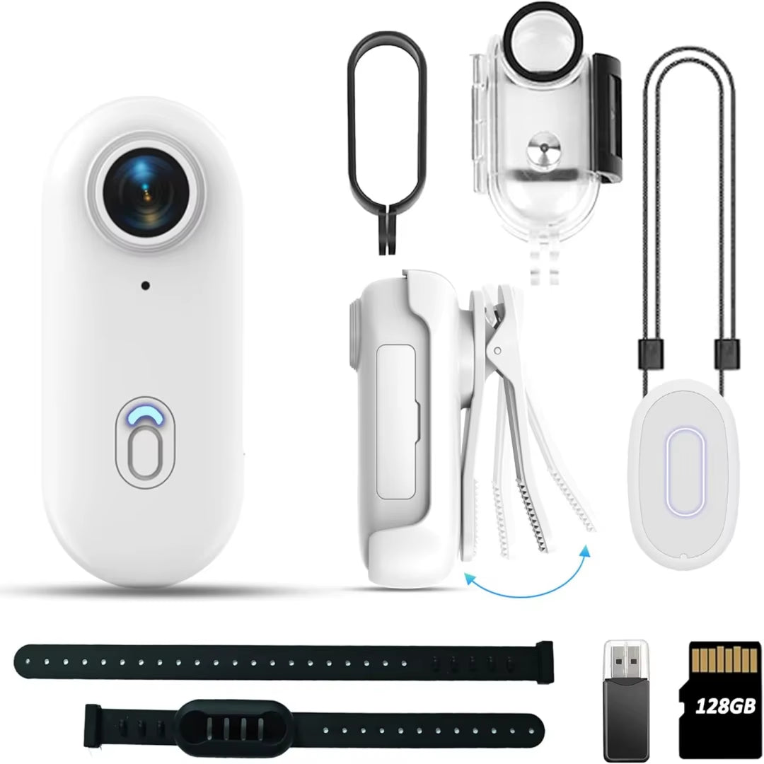 4K Mini Wearable Action Camera with Waterproof Case and WiFi for Cycling Vlogs