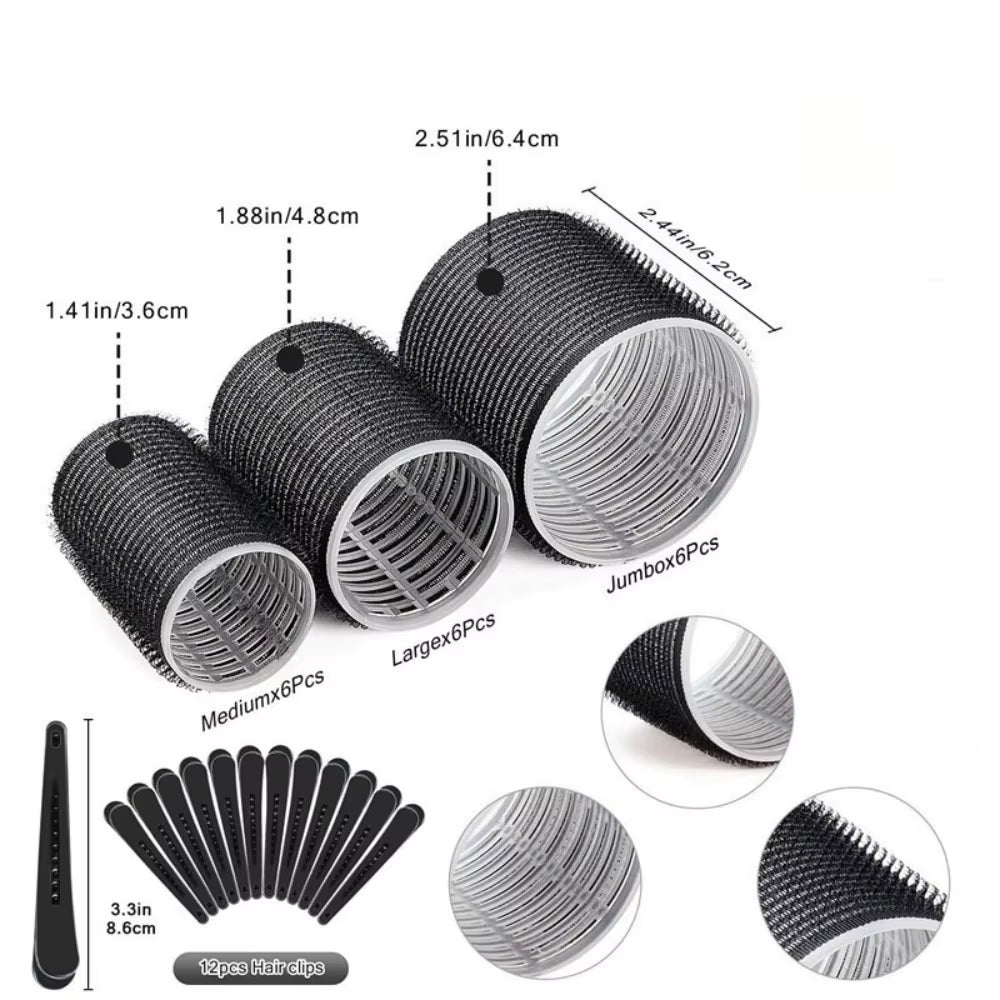 30-Piece Heatless Hair Styling Kit with Self-Grip Rollers and Clips for Effortless Natural Waves