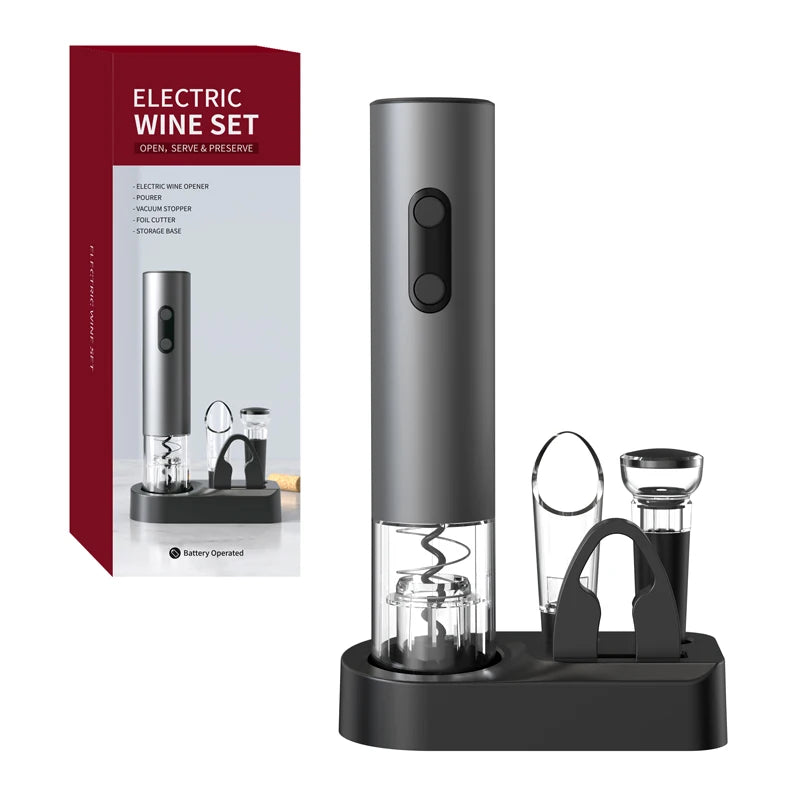 Electric Wine Opener Gift Set - Automatic Corkscrew with Foil Cutter and One-Click Operation for Kitchen, Bar, and Party Use
