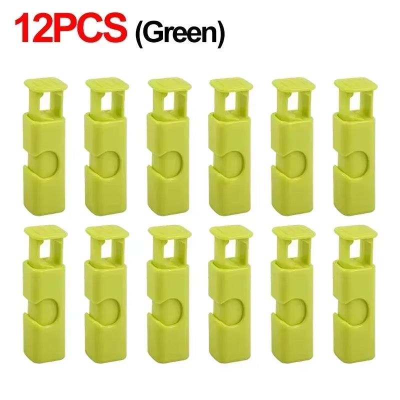 12-Pack Reusable Squeeze Bread Bag Clips - Fresh Food Seal Plastic Clips for Snack Storage in Home Kitchen