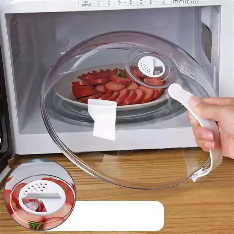 Transparent Microwave Food Splash Cover with Handle - Household Oven Heating Accessory
