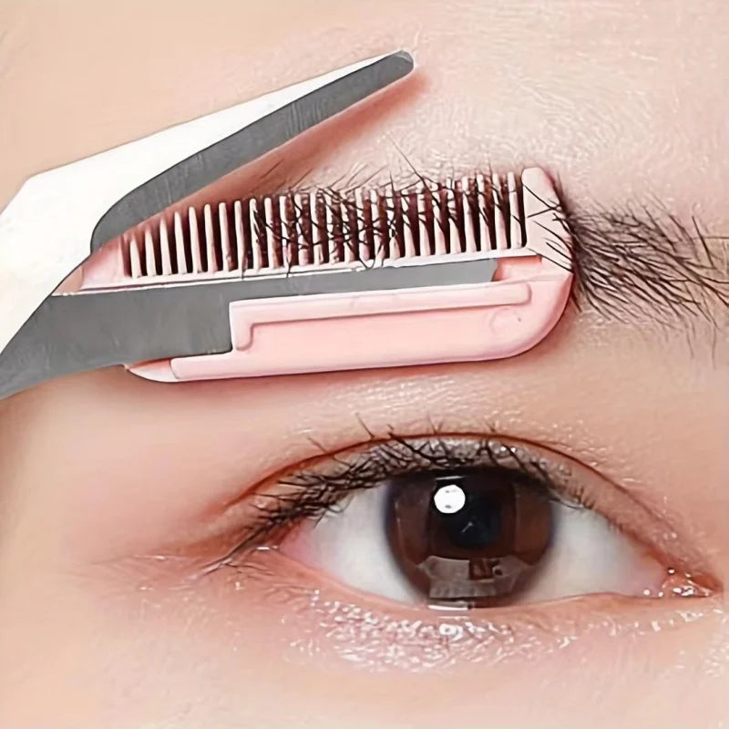 Stainless Steel Eyebrow Trimmer and Scissors Set with Comb for Precision Hair Removal and Shaping - Available in 1 to 4 Pieces