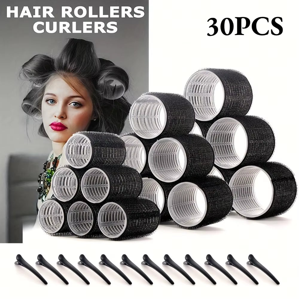 30-Piece Heatless Hair Styling Kit with Self-Grip Rollers and Clips for Effortless Natural Waves