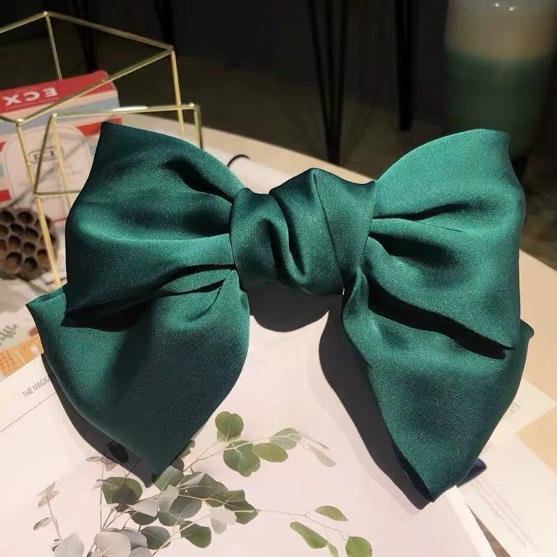 Elegant Bow Ribbon Hair Clip for Women and Girls – Solid Satin Barrettes and Ponytail Accessories, Ideal Gift for Spring