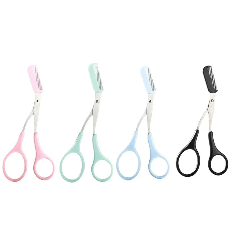 Stainless Steel Eyebrow Trimmer and Scissors Set with Comb for Precision Hair Removal and Shaping - Available in 1 to 4 Pieces