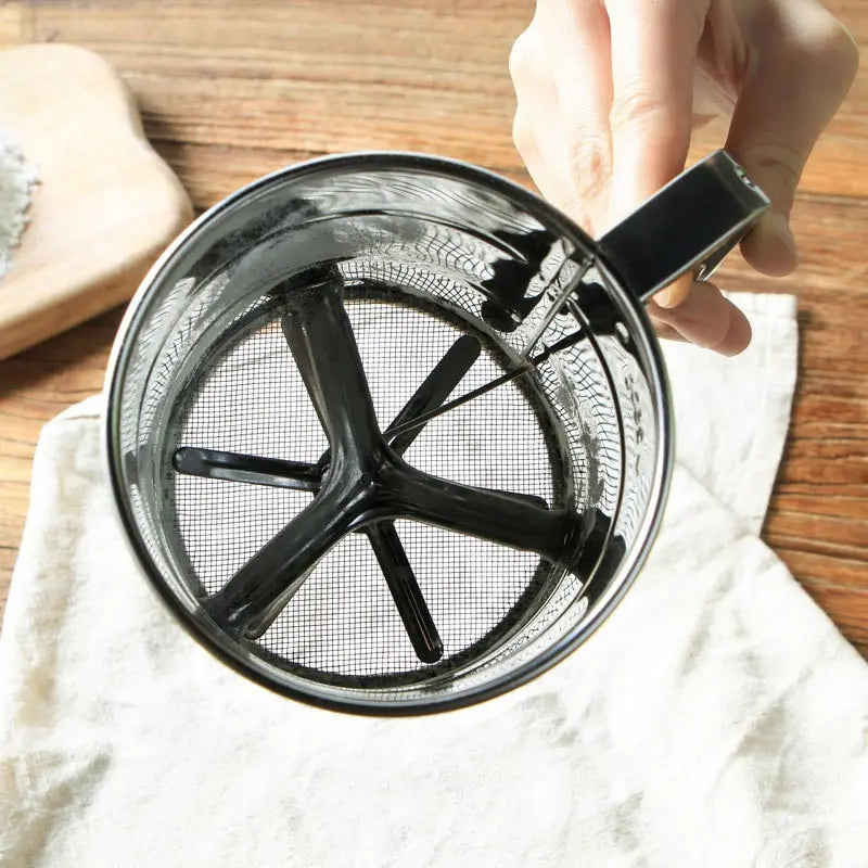 Stainless Steel Flour Sifter with Hand Press Design - Fine Mesh Baking Powder Sugar Shaker