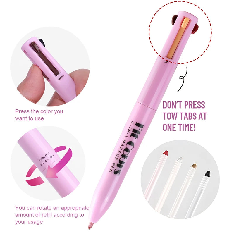 4-in-1 Multifunctional Makeup Pen: Lip Liner, Highlighter, and Eyebrow Pencil