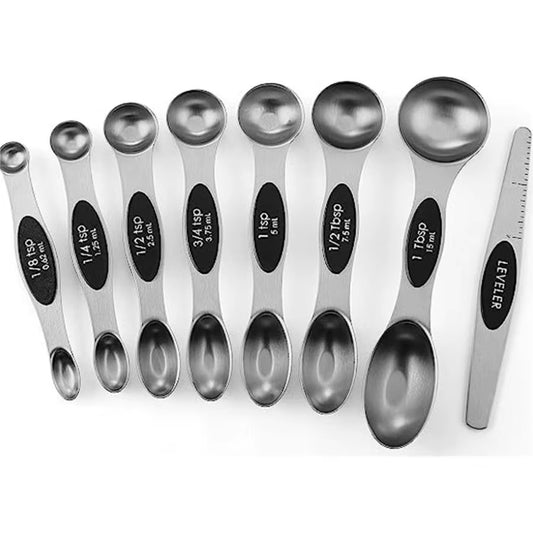 Heavy-Duty Stainless Steel Magnetic Measuring Spoons Set for Baking and Cooking, Compatible with Most Kitchen Spice Containers