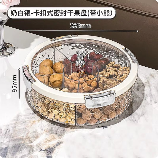 Ripple Seal Compartment Food Storage Tray for Dried Fruits, Nuts, and Snacks