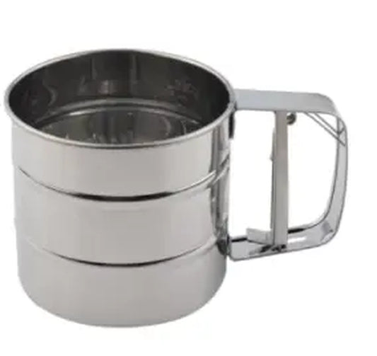 Stainless Steel Flour Sifter with Hand Press Design - Fine Mesh Baking Powder Sugar Shaker
