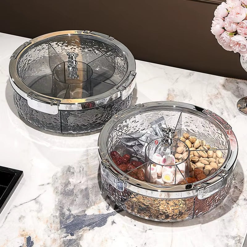 Ripple Seal Compartment Food Storage Tray for Dried Fruits, Nuts, and Snacks