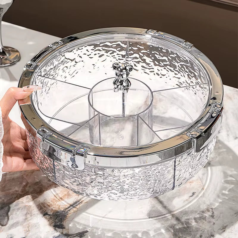 Ripple Seal Compartment Food Storage Tray for Dried Fruits, Nuts, and Snacks