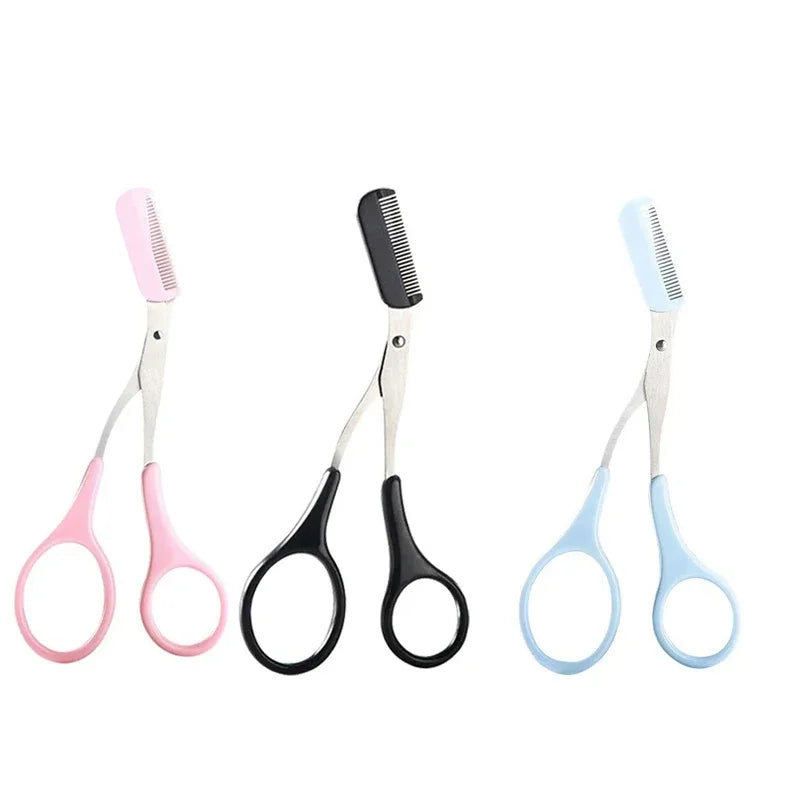 Stainless Steel Eyebrow Trimmer and Scissors Set with Comb for Precision Hair Removal and Shaping - Available in 1 to 4 Pieces
